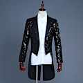 Miniatyrbillede 4 af 4: Herre Pailletter Smokingjakke, Scene Performance Blazer Sort L