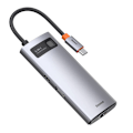 Miniatyrbild 5 av 11: Hub 6in1 Baseus Metal Gleam Series, USB-C till 3x USB 3.0 + HDMI + USB-C PD + Ethernet RJ45