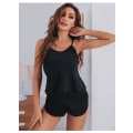Pikkukuva 5 / 5: Lyhyt pyjamasetti naisille, 2-osaiset topit ja shortsit Musta XL