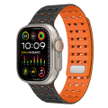 Pikkukuva 7 / 7: Hengittävä magneettihihna Apple Watch Series 1-9 Generations 42/44/45mm Musta + oranssi