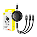 Miniatyrbillede 10 af 10: Hurtigopladningskabel 3-i-1 Baseus Free2Draw, USB til micro USB+USB-C+Lightning, 3,5A, 1,1m (sort)