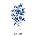 Miniatyrbild 1 av 8: Tillfällig tatueringsdekal, blå blommig design 5