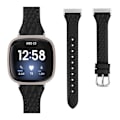 Miniatyrbild 1 av 6: Klockarmband i Äkta Läder för Fitbit Versa 4 Svart