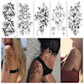 Miniatyrbillede 1 af 9: Engangstatoveringer - midlertidige tatoveringer med blomstermotiver 8 stk Sort