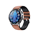 Miniatyrbillede 3 af 11: Smartwatch med EKG, pulsmåler, blodtryksmåler og skridttæller Sort og brun læderrem