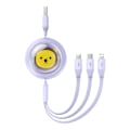 Miniatyrbillede 3 af 10: Ladekabel 3w1 Baseus USB til USB-C, USB-M, Lightning 3,5A, 1,1m (lilla)