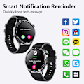 Miniatyrbillede 11 af 11: Smartwatch med EKG, pulsmåler, blodtryksmåler og skridttæller Sort Milanese rem