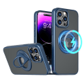 Miniatyrbild 1 av 5: Magnetiskt skyddande telefonfodral med osynligt stativ för iPhone iPhone 15 Plus Blå