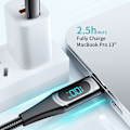 Miniatyrbillede 3 af 5: 100W Digital Display USB-C Kabel - Flettet Sort 1M