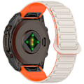 Miniatyrbild 4 av 4: Garmin Fenix 5/6/7/8 Quick Release magnetiskt klockarmband Vit+orange 20 mm