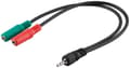 Adapter för PC-headset, 1x 3,5 mm AUX 4-pin till 2x 3,5 mm AUX 3-pin