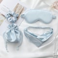 Pikkukuva 2 / 2: Silk-Like Sleep Eye Eye Mask 4-osainen setti äärimmäiseen mukavuuteen Sininen