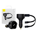 Miniatyrbild 10 av 11: Billaddare Baseus Njutning med kabel USB-C + Lightning 3A, 30W (svart)
