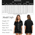 Miniatyrbild 3 av 5: Button Down Short Pyjamas Set för kvinnor 2-delade toppar och shorts Svart XXL