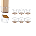 Miniatyrbild 1 av 5: Dra-på möbeltassar Golvskydd fyrkantig 8-pack Transparent 42-48 mm