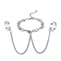 Miniatyrbild 1 av 4: Elegant Finger Ringarmband med Två Ringar – Trendig och Stilren Smycke för Kvinnor Silver