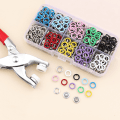 Miniatyrbillede 2 af 5: Trykknapper med værktøj 100 stk 9,5 mm MultiColor