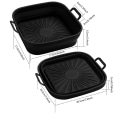 Pikkukuva 5 / 5: Taitettava neliö Air Fryer silikonimuotti 17,5 cm 2 kpl Musta