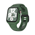 Miniatyrbillede 1 af 4: Urrem med skærmbeskytter til Apple Watch 4-6, 44mm Apple Watch 4-6 Gen 41/44mm Sort + Grøn