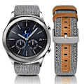 Miniatyrbild 1 av 3: Klockarmband i äkta läder för Samsung Galaxy Watch 3/22/46MM Grå