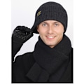 Miniatyrbillede 9 af 11: To-i-en Stablet Beanie Hat Mænds Sort