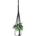Miniatyrbild 2 av 3: Minimalistisk hängande planteringskorg i läder Blomkrukställ Svart