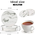 Miniatyrbild 3 av 5: Glasunderlägg 6-pack PU-läder Marmor Vit
