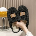 Miniatyrbild 3 av 3: Tofflor i fleece, mysigt och varmt Svart M