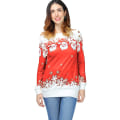 Miniatyrbillede 3 af 5: Off-shoulder tyk sweater med julemønster - Str. S, Rød