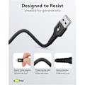 Miniatyrbild 5 av 11: Lightning-USB-A supersoft textilkabel med metallkontakter, 1 m, svart