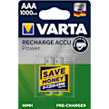 Miniatyrbild 1 av 2: AAA (Micro)/HR03 (5703) laddningsbart batteri - 1000 mAh, 2 st. i blister