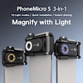 Miniatyrbillede 7 af 11: 3-i-1 clip-on telefonmikroskoplinse med LED-lys