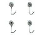 Miniatyrbild 1 av 2: 4-pack magnetkrokar för kylskåp, 180° rotation starka magnetkrokar Silver