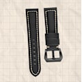 Miniatyrbild 4 av 4: Klockarmband i äkta läder Svart 24 mm