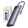 Miniatyrbild 1 av 11: Hub 7in1 Baseus Metal Gleam Series, USB-C till 3x USB 3.0 + 2x HDMI + USB-C PD + Ethernet RJ45
