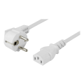 Miniatyrbild 3 av 3: Earthed power cable, angled CEE 7/7 - C13, 10m white