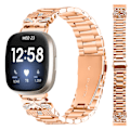 Miniatyrbillede 1 af 6: Funklende sommerfugl Fitbit Versa 3/4 rem med tre rhinsten Rose guld