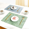 Miniatyrbild 6 av 6: Set med 4 bordstabletter i präglat läder Grön