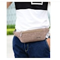 Miniatyrbild 4 av 7: Midjeväska i canvas med ficka - Fannypack för utomhussporter kaffe
