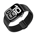 Miniatyrbillede 2 af 4: Ægte læderrem med magnetisk lukning til Apple Watch Series 8/9/Ultra 2 Sort L