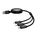 Miniatyrbillede 3 af 10: Hurtigopladningskabel 3-i-1 Baseus Free2Draw, USB til micro USB+USB-C+Lightning, 3,5A, 1,1m (sort)
