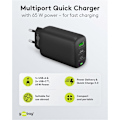 Miniatyrbild 6 av 11: USB-C™ PD GaN multiport snabbladdare (65 W) svart