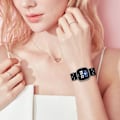 Miniatyrbillede 6 af 6: Funklende sommerfugl Fitbit Versa 3/4 rem med tre rhinsten Sort