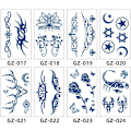 Miniatyrbild 5 av 8: Tillfällig tatueringsdekal, blå blommig design 4