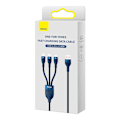 Miniatyrbillede 9 af 10: 3-i-1 USB-kabel Baseus USB 3-i-1 Baseus Flash-serie, USB-C + Micro + Lightning 66W, 1,2 m (blå)