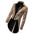Miniatyrbillede 2 af 4: Herre Pailletter Smokingjakke, Scene Performance Blazer Guld XL