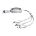 Miniatyrbild 3 av 10: Snabbladdningskabel 3in1 Baseus Free2Draw, USB till micro USB+USB-C+Lightning, 3,5A, 1,1m (vit)