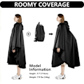Miniatyrbillede 4 af 5: Y-066 regnponcho med lynlås - sort PU (med visir) Sort