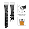 Miniatyrbild 4 av 4: Armband i äkta läder för Fitbit Charge 3/4 Svart