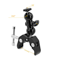 Miniatyrbild 5 av 5: Dual Ball Head Magic Arm Mount med krabbaklämma för DSLR-kamera Svart